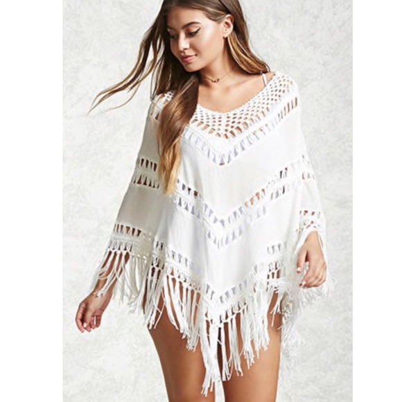 Forever 21 Other - White Fringe Swim Cover Up